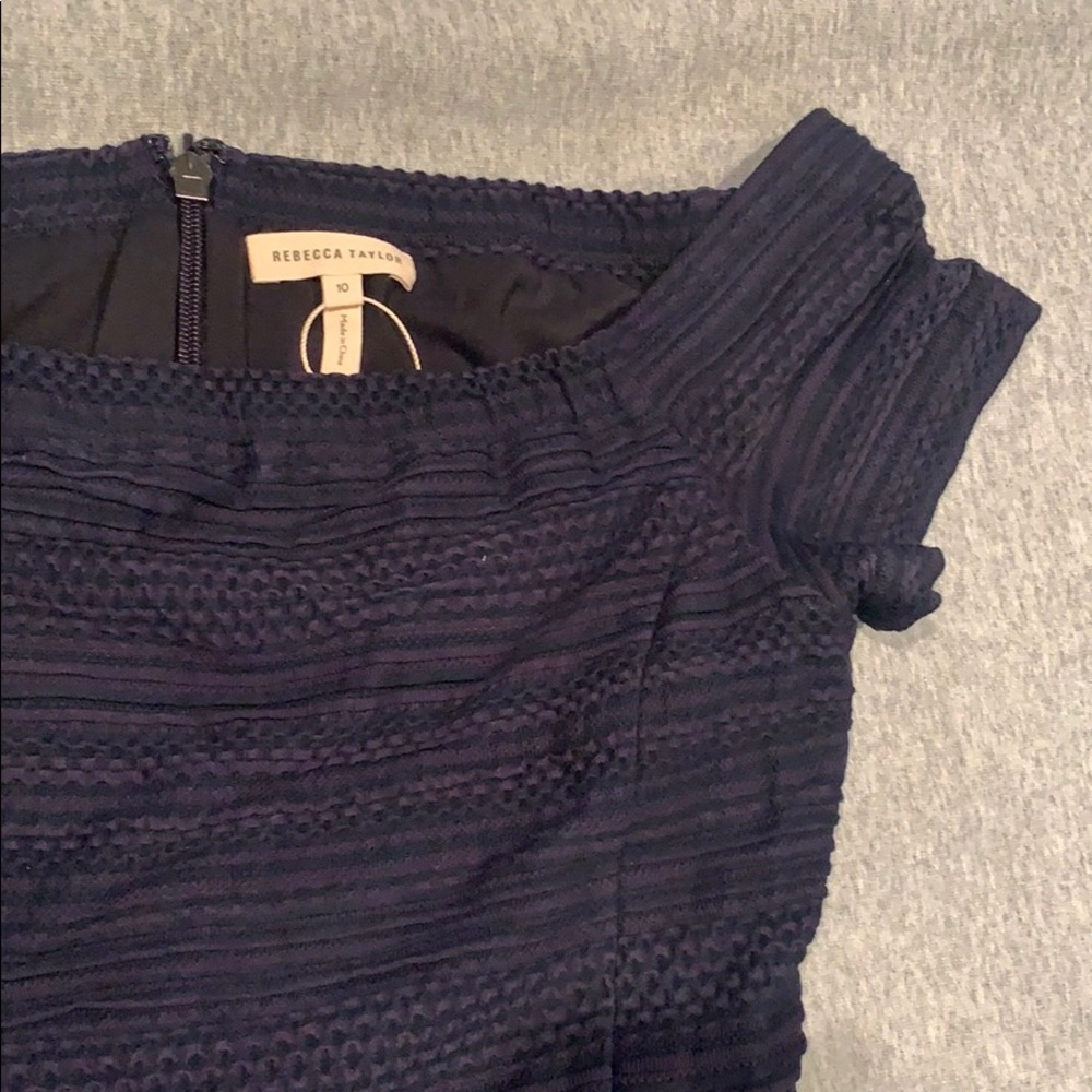 NWT Rebecca Taylor Navy Fitted Midi Dress